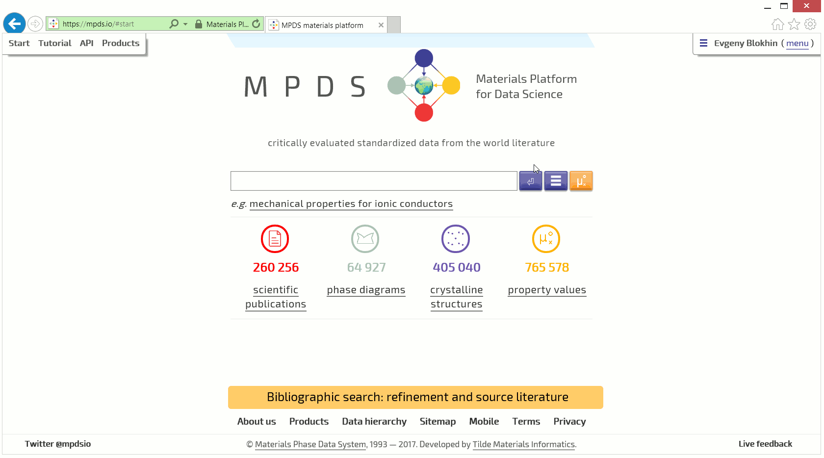 Rich MPDS web-interface: complex search and redirection to the source article