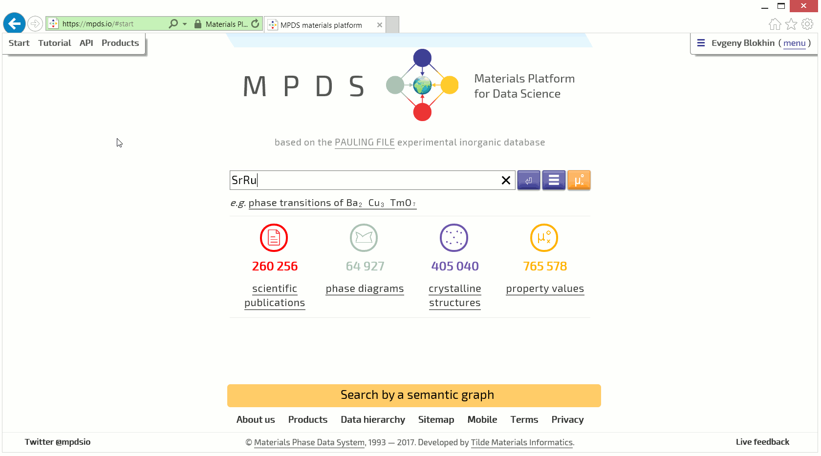 Rich MPDS web-interface: using the graph to refine the search